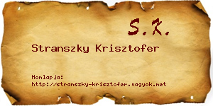 Stranszky Krisztofer névjegykártya